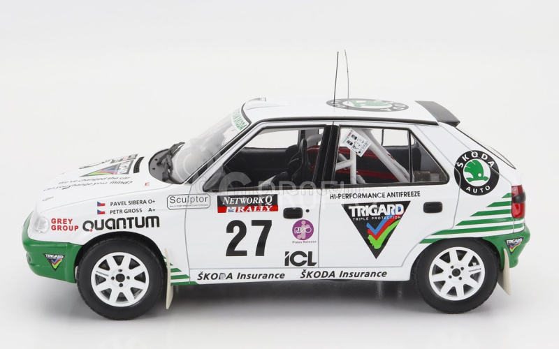 Ixo-models Škoda Felicia N 27 Rally Rac Lombard 1995 P.Sibera - P.Gross 1:18 Bílá Zelená