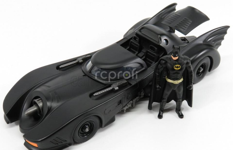 Jada Batman Batmobile Movie 1989 With Batman Figure 1:24 Matt Black