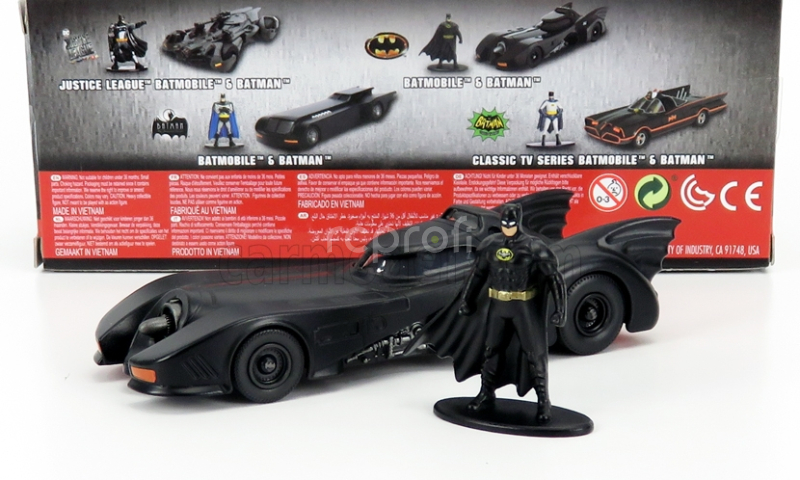 Jada Batman Batmobile Movie 1989 With Batman Figure 1:32 Matt Black
