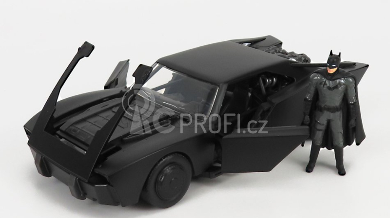 Jada Batman Batmobile With Figure 2022 - The Batman Movie 1:24 Matt Black