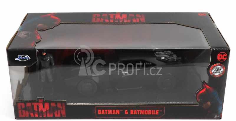 Jada Batman Batmobile With Figure 2022 - The Batman Movie 1:24 Matt Black