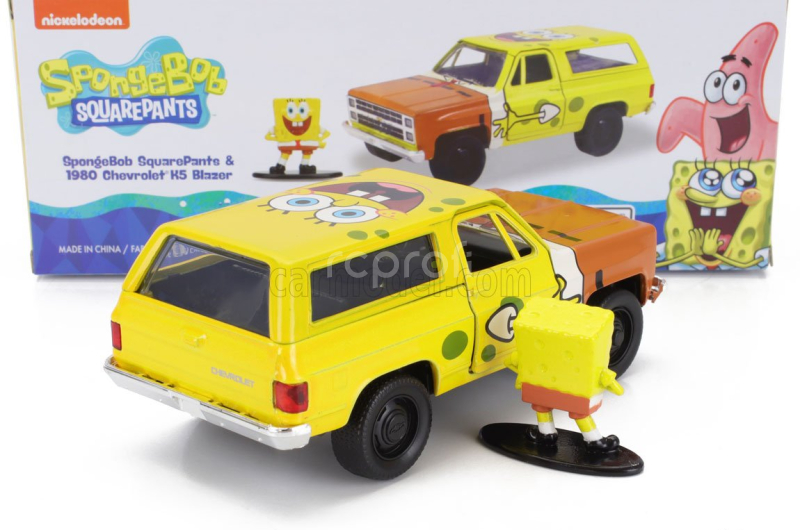 Jada Chevrolet Blazer K5 With Squarepants Spongebob Figure 1980 1:32 Žlutě Hnědá