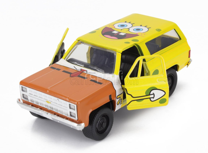 Jada Chevrolet Blazer K5 With Squarepants Spongebob Figure 1980 1:32 Žlutě Hnědá