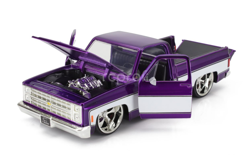 Jada Chevrolet C-10 Pick-up Custom 1985 1:24 Fialová Bílá
