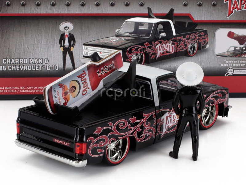 Jada Chevrolet C-10 Pick-up Tapatio 1985 With Charro Figure 1:24 Černá Bílá
