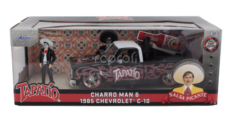 Jada Chevrolet C-10 Pick-up Tapatio 1985 With Charro Figure 1:24 Černá Bílá