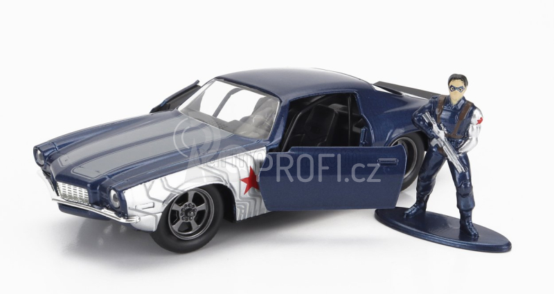 Jada Chevrolet Camaro Coupe 1973 With Winter Soldier Figure 1:32 Modrá Stříbrná