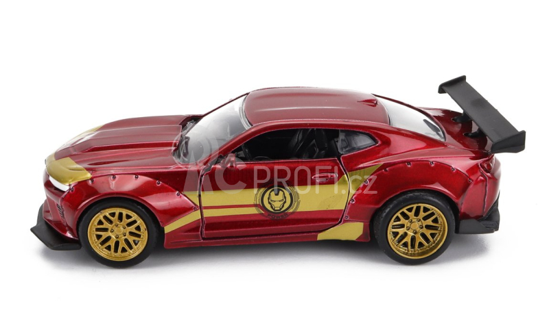 Jada Chevrolet Camaro Coupe With Iron Man Figure 2016 1:32 Červené Zlato