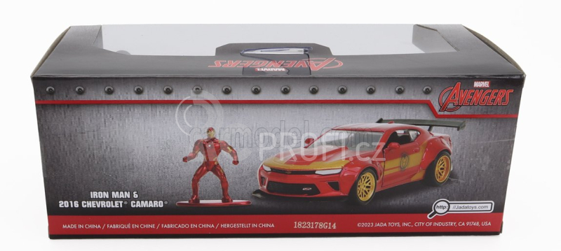 Jada Chevrolet Camaro Coupe With Iron Man Figure 2016 1:32 Červené Zlato