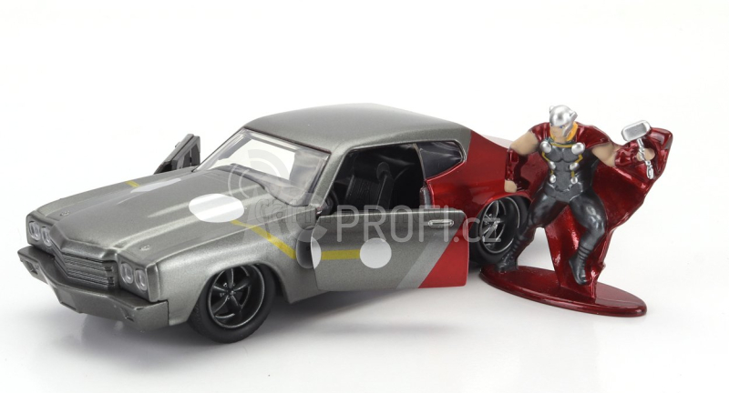Jada Chevrolet Chevelle Ss 1970 With Thor Figure 1:32 Šedá Červená