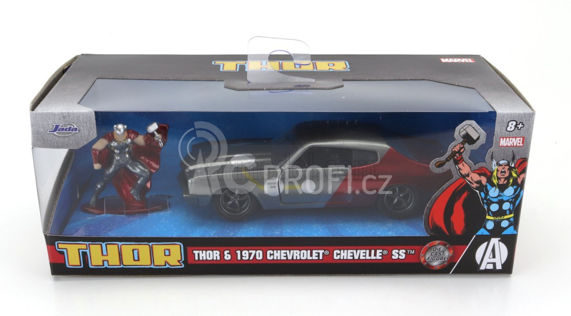 Jada Chevrolet Chevelle Ss 1970 With Thor Figure 1:32 Šedá Červená