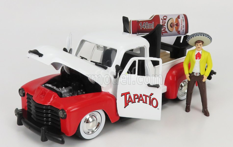 Jada Chevrolet Chevy Pick-up Tapatio 1953 With Charro Figure 1:24 Bílá Červená