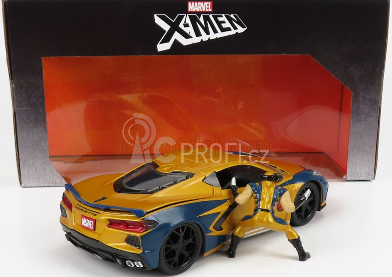 Jada Chevrolet Corvette 2020 - Marvel X-men Wolverine 1:24 Zlatá Modrá