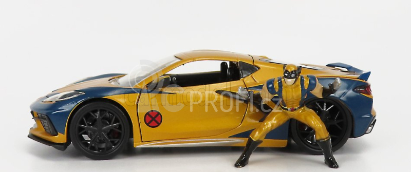 Jada Chevrolet Corvette 2020 - Marvel X-men Wolverine 1:24 Zlatá Modrá