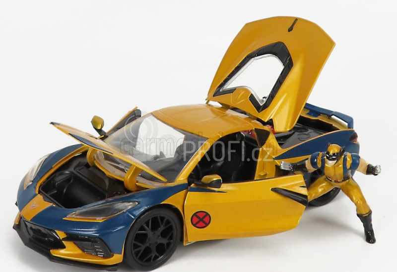 Jada Chevrolet Corvette 2020 - Marvel X-men Wolverine 1:24 Zlatá Modrá
