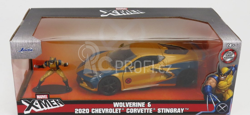 Jada Chevrolet Corvette 2020 - Marvel X-men Wolverine 1:24 Zlatá Modrá