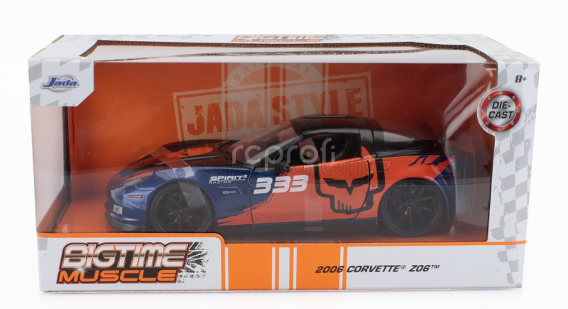 Jada Chevrolet Corvette Z06 N 333 Racing Coupe 2006 1:24 Modrá Oranžová