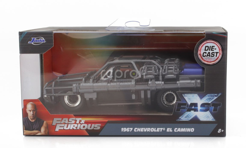 Jada Chevrolet El Camino Pick-up (ff10) Custom With Gun 1967 - Fast & Furious 1:32 Matt Black