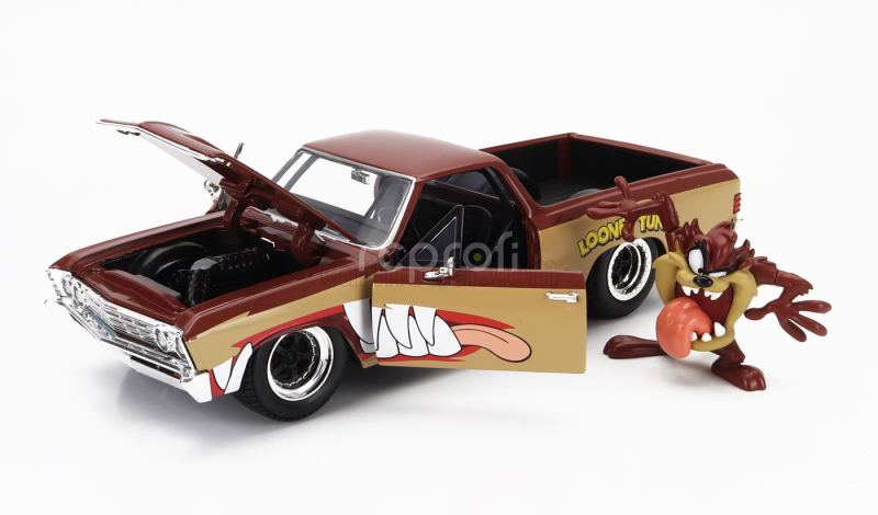 Jada Chevrolet El Camino Pick-up With Tanzmanian Devil Figure Looney Tunes 1967 1:24 2 Tóny Hnědé