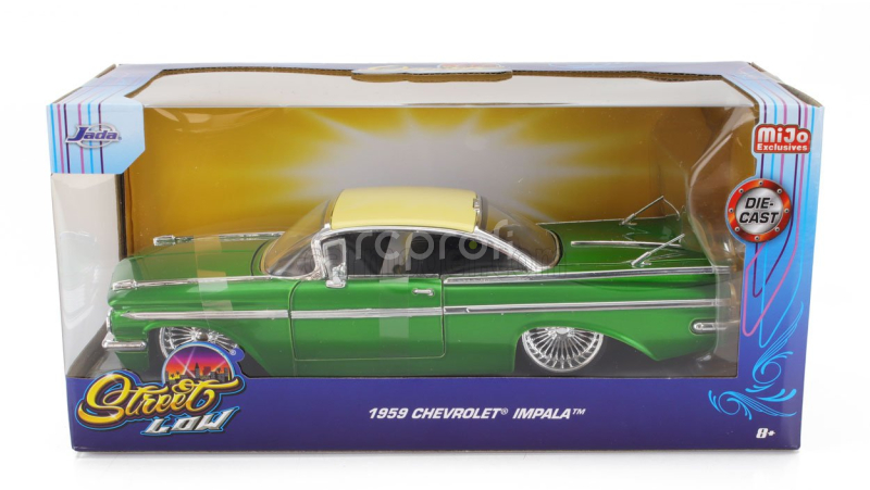 Jada Chevrolet Impala Custom Street Low 1959 1:24 Zelený Krém