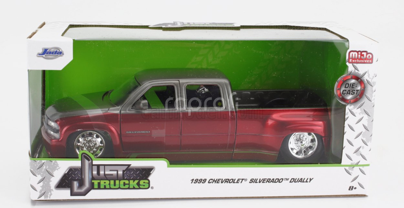 Jada Chevrolet Silverado Pick-up Dually 1999 1:24 Červená Stříbrná
