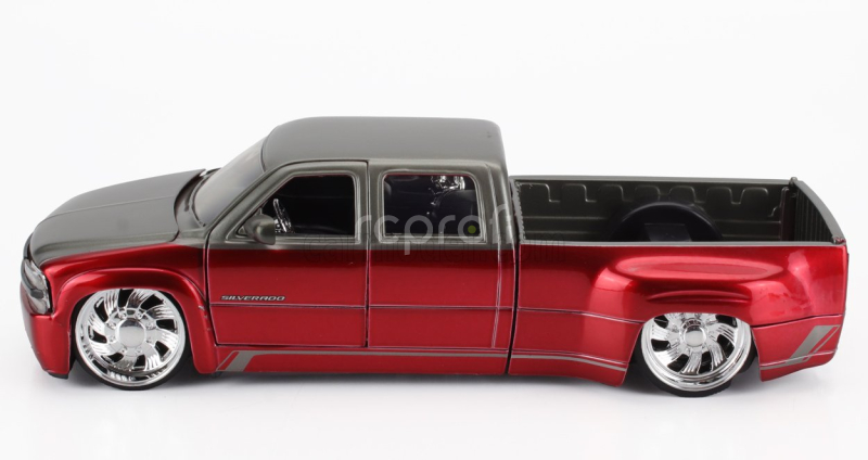 Jada Chevrolet Silverado Pick-up Dually 1999 1:24 Červená Stříbrná