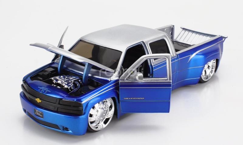 Jada Chevrolet Silverado Pick-up Dually 1999 1:24 Modrá Stříbrná