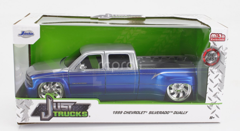 Jada Chevrolet Silverado Pick-up Dually 1999 1:24 Modrá Stříbrná
