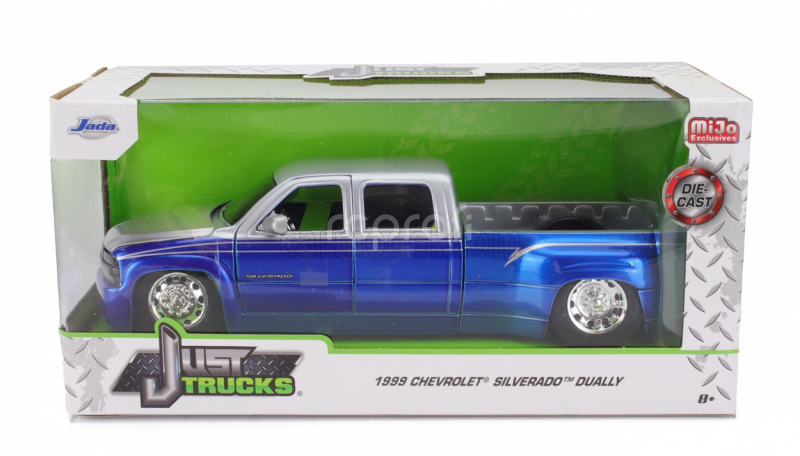 Jada Chevrolet Silverado Pick-up Dually 2007 1:24 Modrá Stříbrná