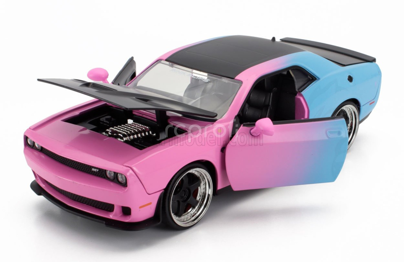 Jada Dodge Challenger Srt Hellcat Coupe 2015 1:24 Růžová Světle Modrá