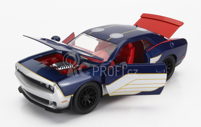 Jada Dodge Challenger Srt8 With Thor Figure 2015 1:24 Modrá Stříbrná