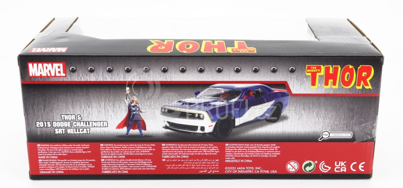 Jada Dodge Challenger Srt8 With Thor Figure 2015 1:24 Modrá Stříbrná