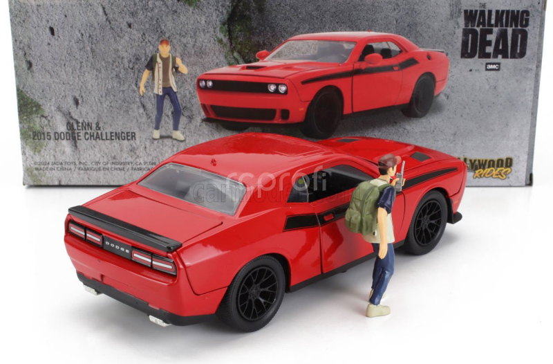 Jada Dodge Challenger With Walking Dead Glenn Figure 2015 1:24 Červená Černá