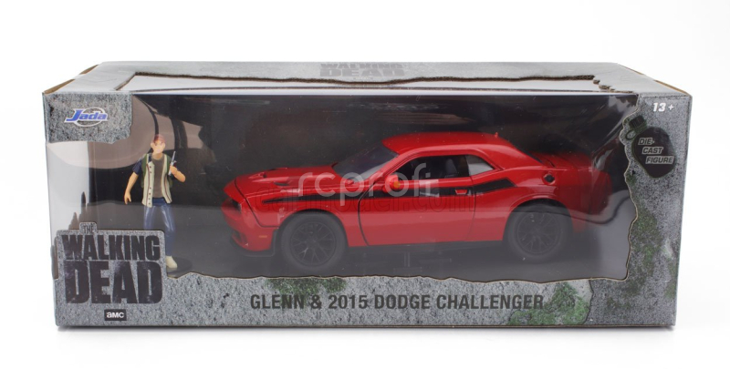Jada Dodge Challenger With Walking Dead Glenn Figure 2015 1:24 Červená Černá