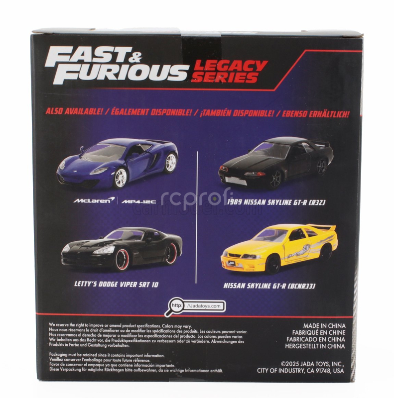 Jada Dodge Set 2x Letty's Viper Srt-10 Coupe + Mclaren Mp4 12c - Fast & Furious 1:32 Černá Modrá