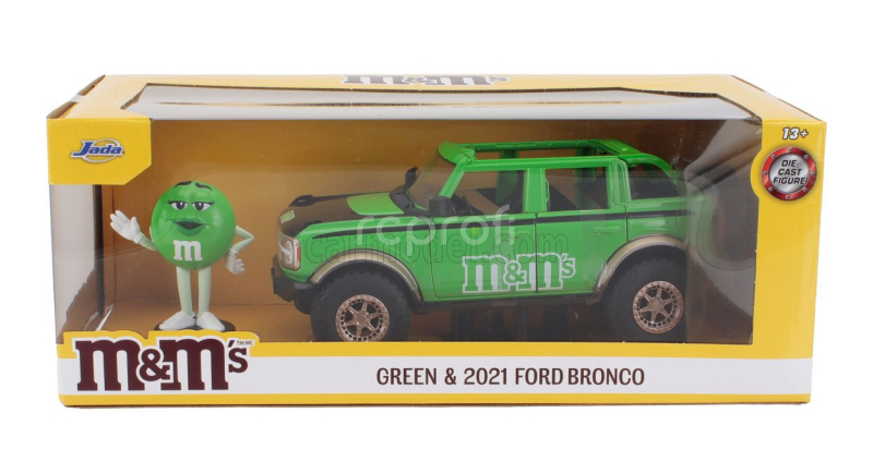 Jada Ford usa Bronco With M&m's Figure 2021 1:24 Zelená Černá