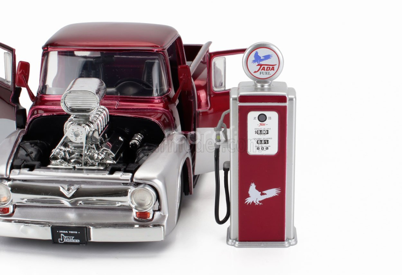 Jada Ford usa F-100 Pick-up Custom With Fuel Pump 1956 1:24 Červená Stříbrná
