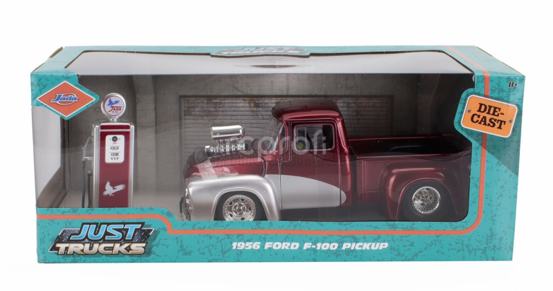 Jada Ford usa F-100 Pick-up Custom With Fuel Pump 1956 1:24 Červená Stříbrná