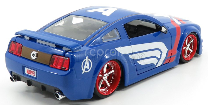 Jada Ford usa Mustang Gt Coupe 2006 With Captain America Figure 1:24 Modrá Červená Bílá