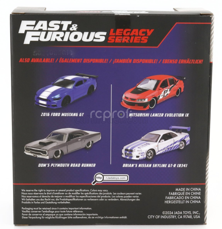 Jada Ford usa Set 2x Fast & Furious - Mustang Gt Coupe 2016 - Plymouth Road Runner 1970 1:32 Modrá Šedá