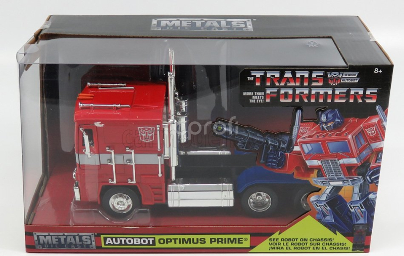 Jada Freightliner Flt86 Tractor Truck 3-assi 1986 - Optimus Prime Transformers Iv L'era Dell'estinzione - Movie 2014 1:24 Červená Modrá