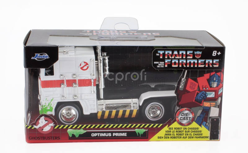 Jada Freightliner Flt86 Tractor Truck Ghostbusters Optimus Prime Transformers 3-assi 1984 1:50 Bílá Červená