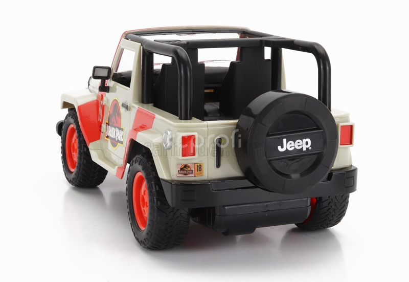 Jada Jeep Wrangler Rubicon Open 2015 - Jurassic World 1:16 Bílá Červená