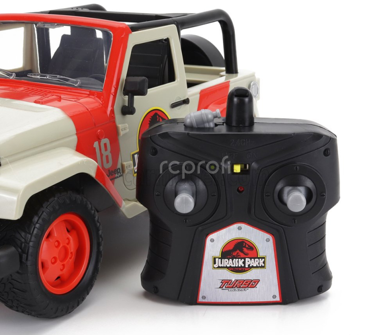 Jada Jeep Wrangler Rubicon Open 2015 - Jurassic World 1:16 Bílá Červená