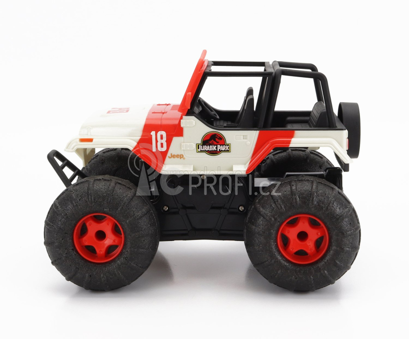 Jada Jeep Wrangler Sea And Water Land Open 2015 - Jurassic World 1:16 Bílá Červená