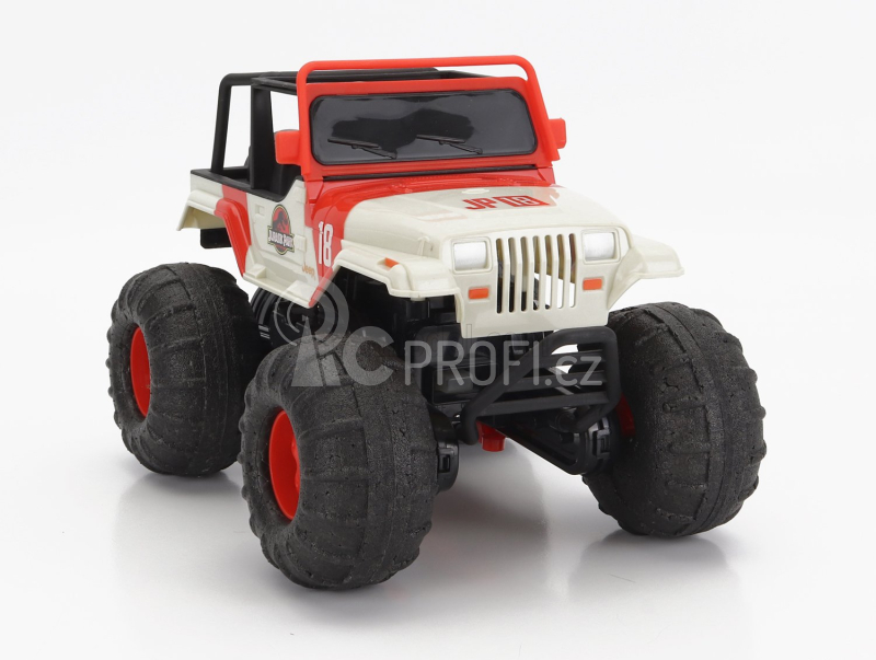 Jada Jeep Wrangler Sea And Water Land Open 2015 - Jurassic World 1:16 Bílá Červená