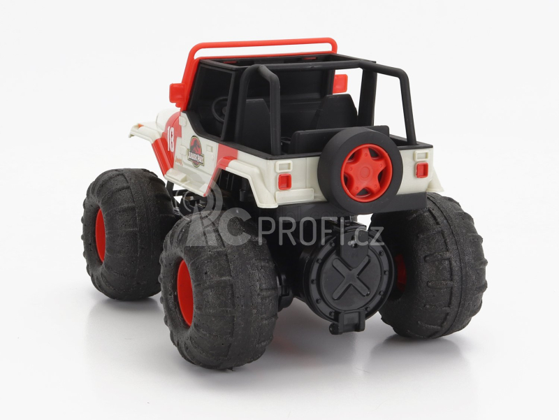 Jada Jeep Wrangler Sea And Water Land Open 2015 - Jurassic World 1:16 Bílá Červená