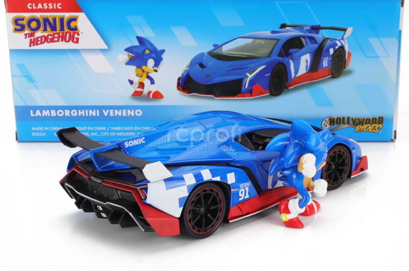 Jada Lamborghini Veneno N 91 With The Hedgehog Sonic Figure 2013 1:24 Modrá Červená