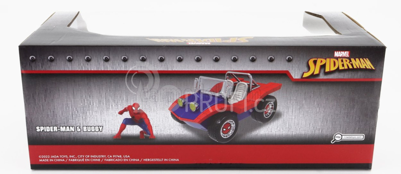 Jada Mayers manx Buggy With Spiderman Figure Marvel 1964 1:24 Modrá Červená