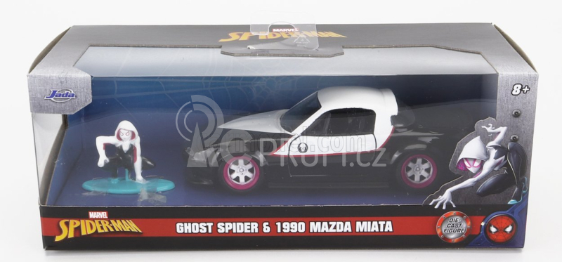 Jada Mazda Miata With Marvel Ghost Spider 1990 1:32 Černá Bílá